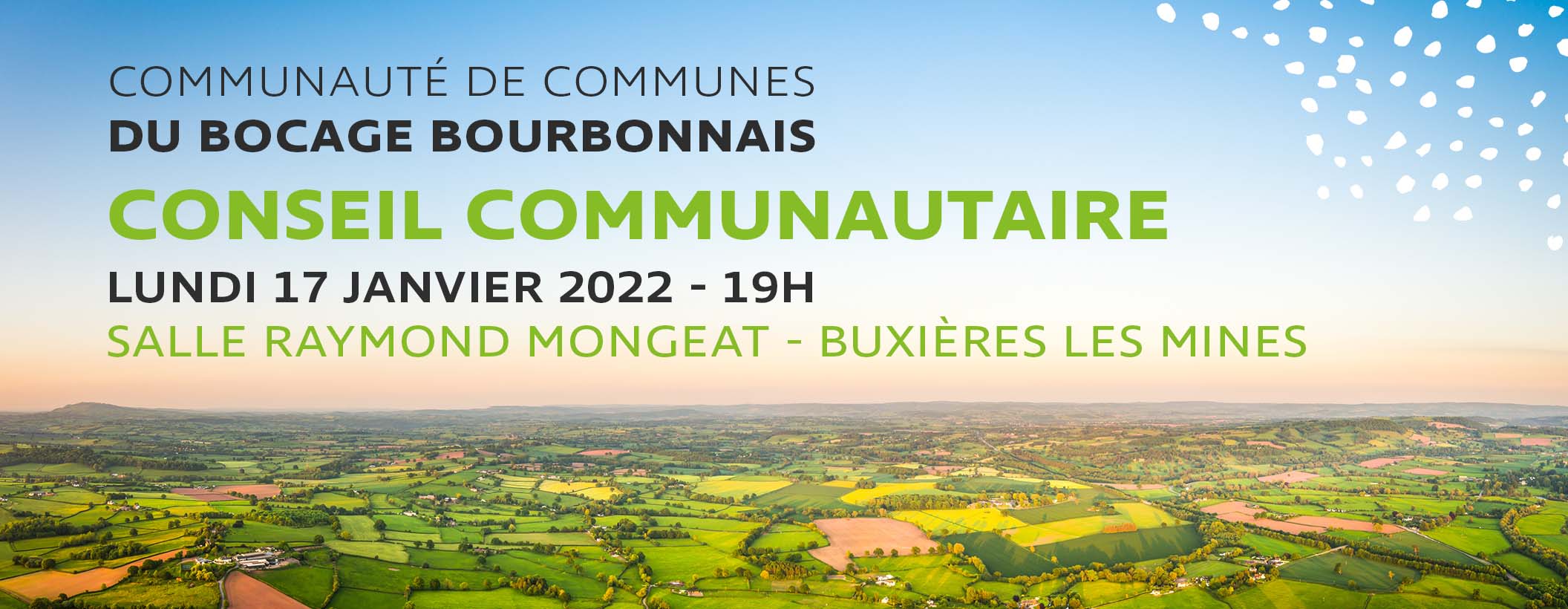 Prochain Conseil Communautaire : lundi 17 janvier à Buxières-les-Mines