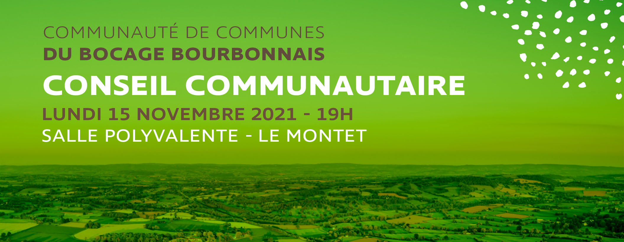 Prochain Conseil Communautaire : lundi 15 novembre au Montet