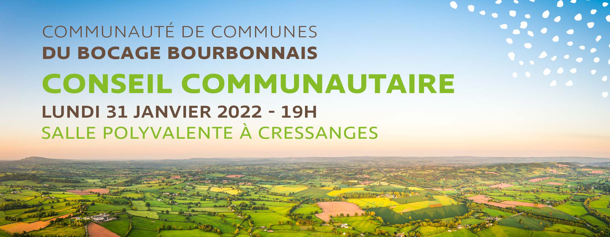 Prochain Conseil Communautaire : lundi 31 janvier à Cressanges